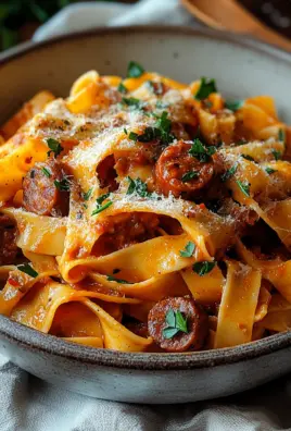 Cremige kalabrische Chili-Pappardelle mit Wurst und Fenchel