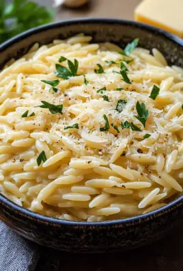 Cremige Orzo-Nudeln mit Knoblauch und Parmesan