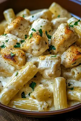 Cremiges Knoblauchbutter-Huhn und Rigatoni in Parmesan-Soße