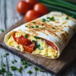 Fr&uuml;hst&uuml;ckswrap mit Ei, K&auml;se und Tomaten