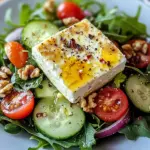 Gebackener Feta auf Gemischtem Salat