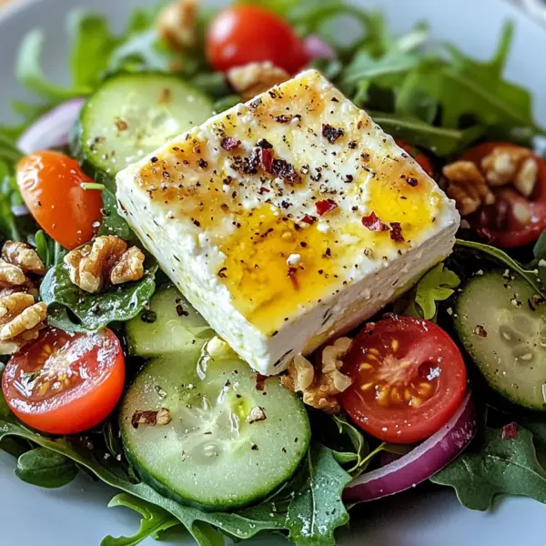 Gebackener Feta auf Gemischtem Salat