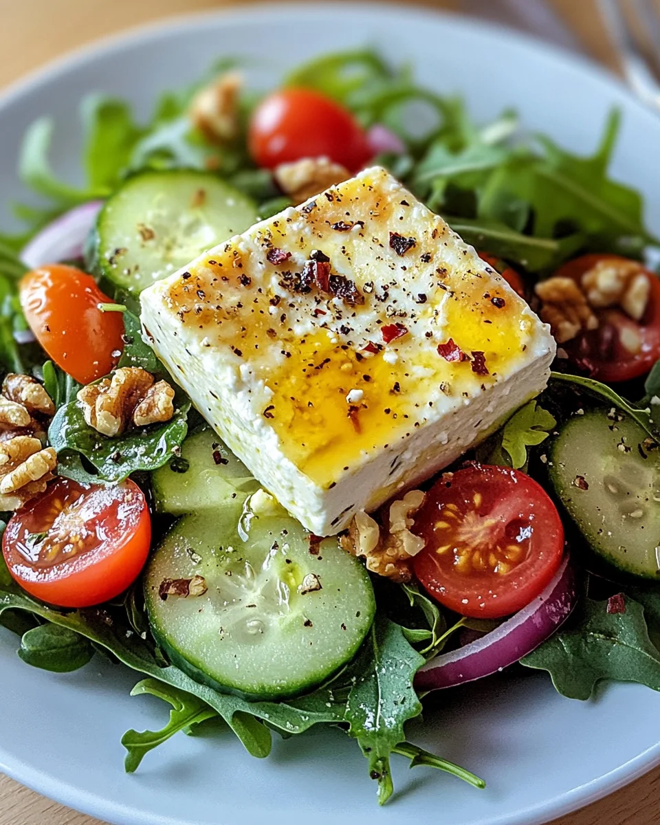 Gebackener Feta auf Gemischtem Salat