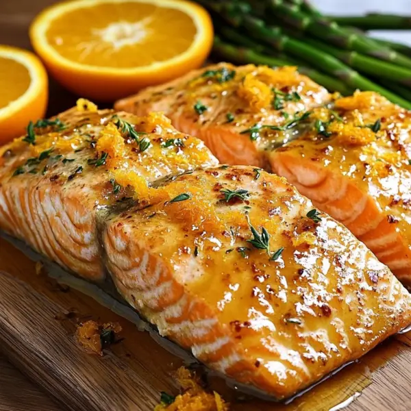 Gebackener Orangen-Lachs mit Honig-Senf-Glasur