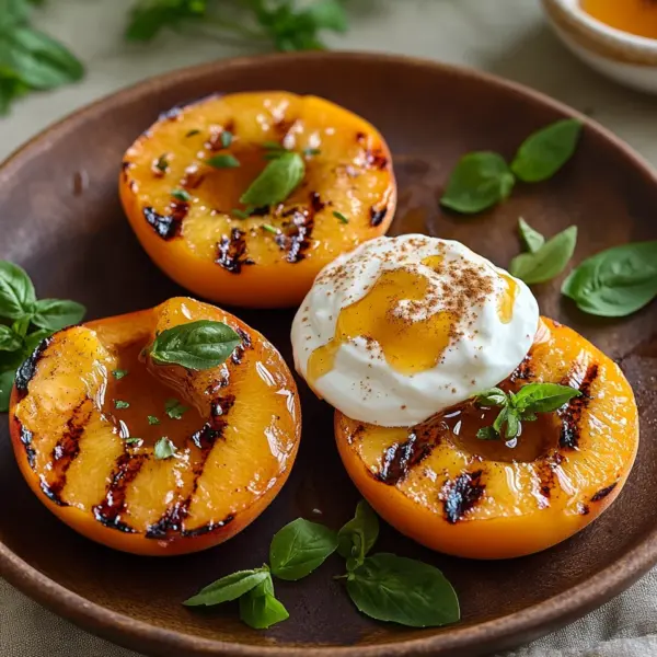 Gegrillte Pfirsiche mit Joghurt und Honig