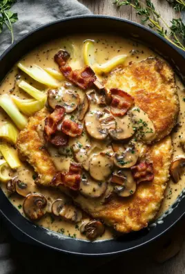 Geschmorte Schnitzelpfanne in köstlicher Jägersauce Rezept