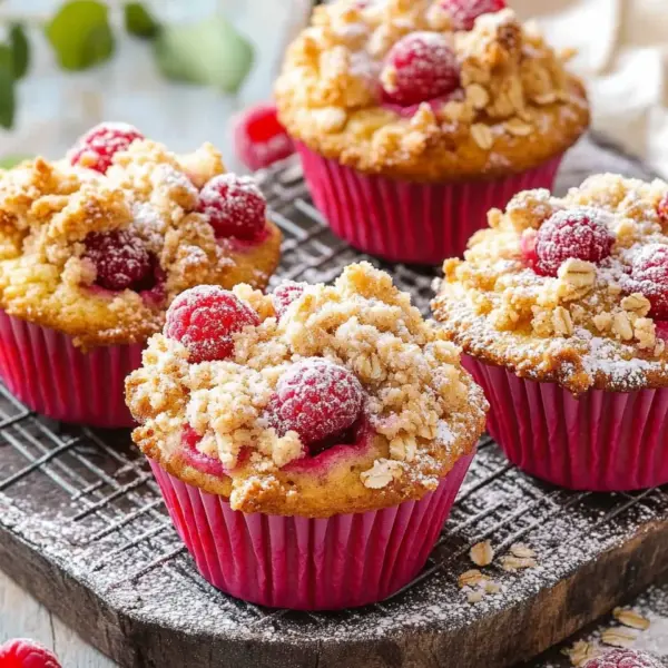 Gesunde Himbeer-Muffins mit Haferflocken-Streuseln