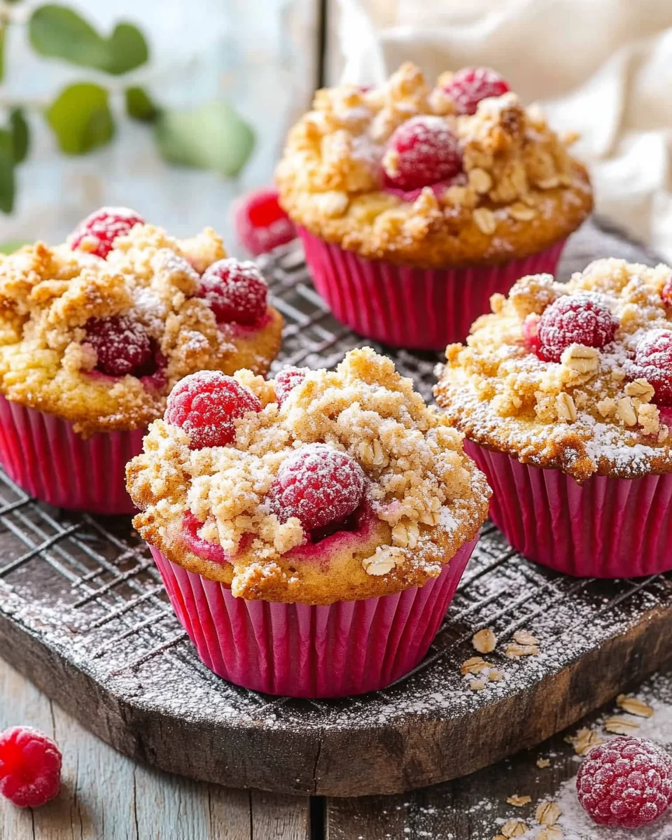 Gesunde Himbeer-Muffins mit Haferflocken-Streuseln