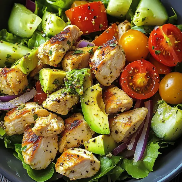Gesunder Avocado Hähnchen Salat