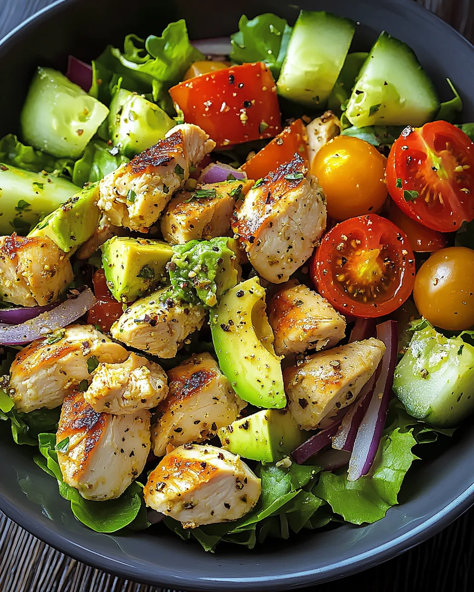 Gesunder Avocado Hähnchen Salat