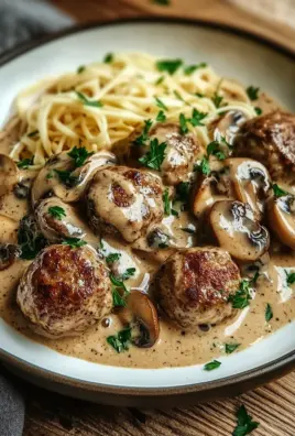 Hackbällchen in Champignon-Rahmsoße