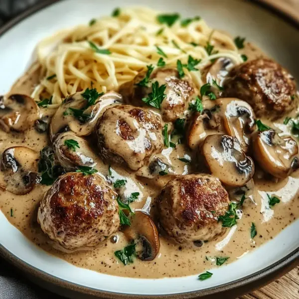 Hackbällchen in Champignon-Rahmsoße