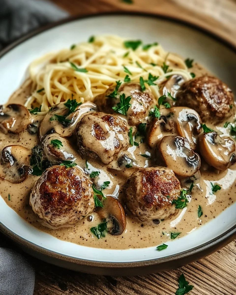 Hackb&auml;llchen in Champignon-Rahmso&szlig;e