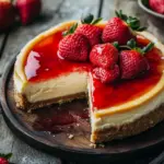 K&auml;sekuchen mit Erdbeeren