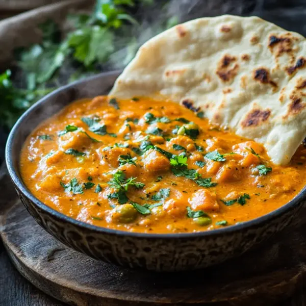 Kichererbsen-Curry mit Naan Brot