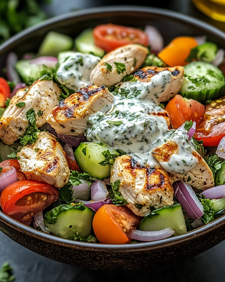 Mediterrane Köstlichkeit Tzatziki Hähnchensalat