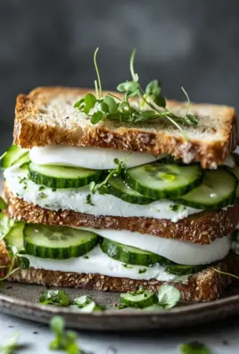 Mozzarella-Gurken-Sandwich mit Kresse