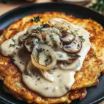 Mozzarella R&ouml;sti mit Zwiebel-Pilzrahmso&szlig;e