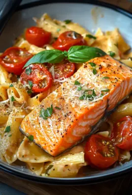 Ofen-Lachs-Pasta mit Tomaten