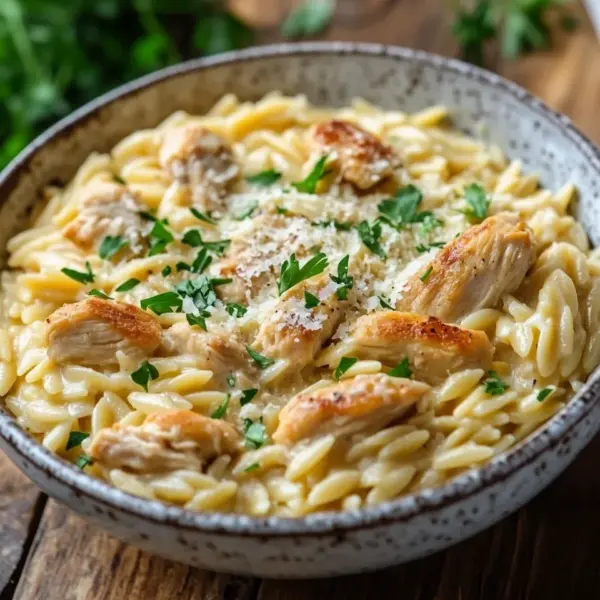 One Pot Orzo Pasta mit Hähnchen
