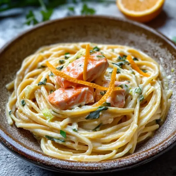 Orangen Lachs Pasta