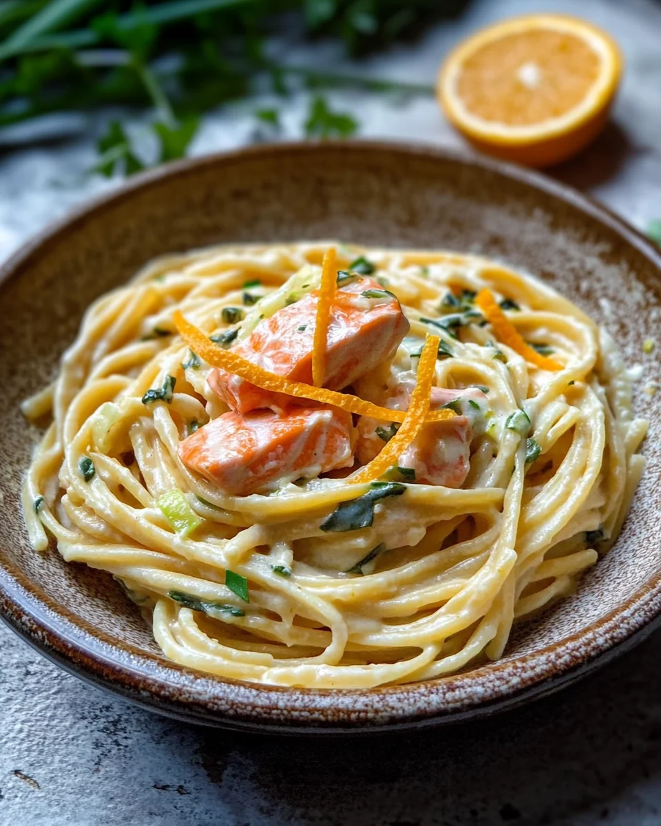 Orangen Lachs Pasta