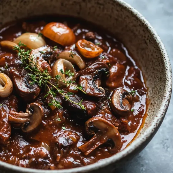 Pilzgulasch à la Bourguignonne