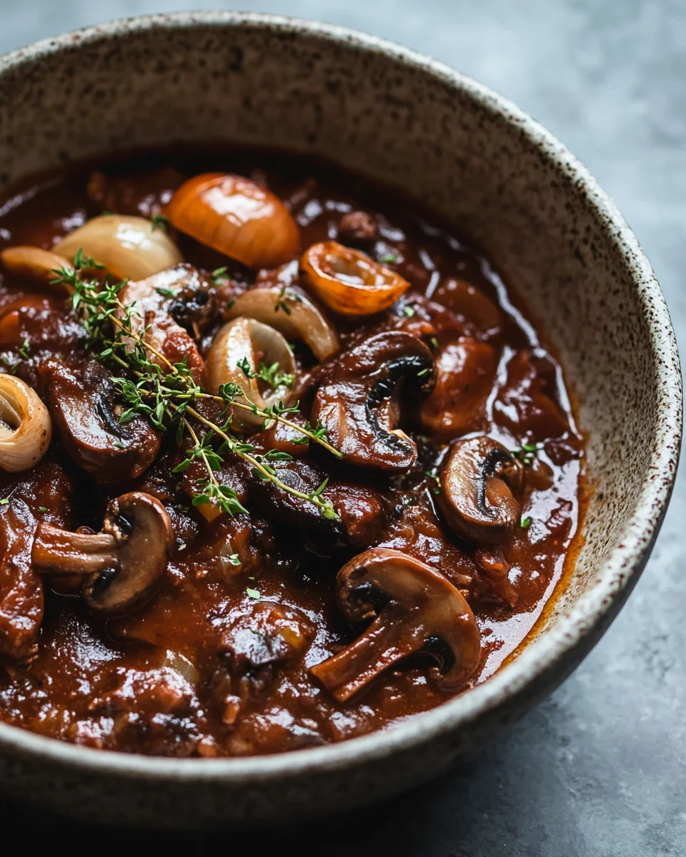 Pilzgulasch &agrave; la Bourguignonne