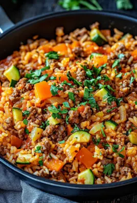 Reis-Hackfleisch-Pfanne mit Ajvar und Gemüse