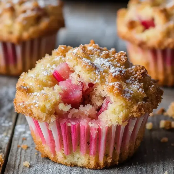 Rhabarber-Muffins mit Vanillestreuseln