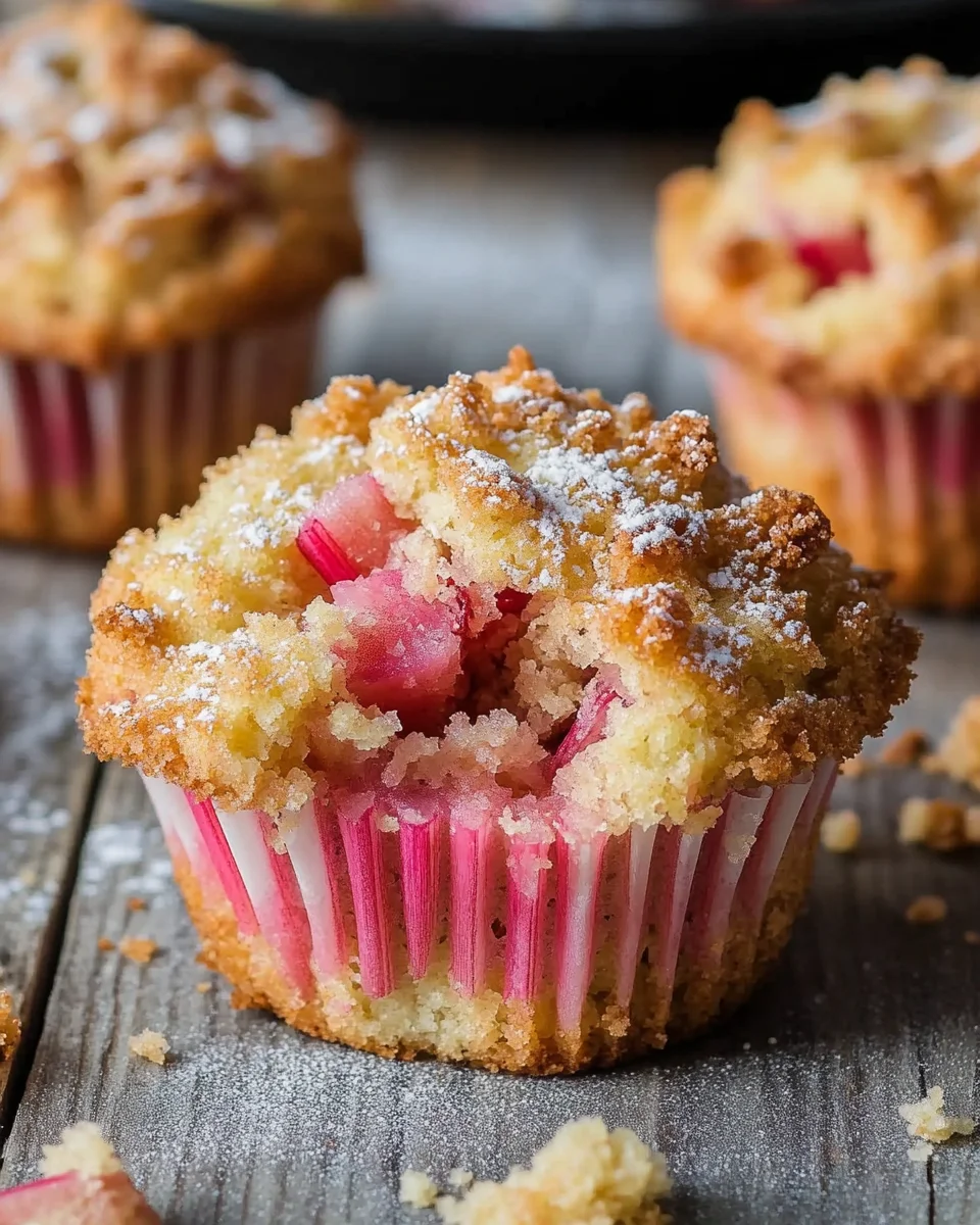 Rhabarber-Muffins mit Vanillestreuseln