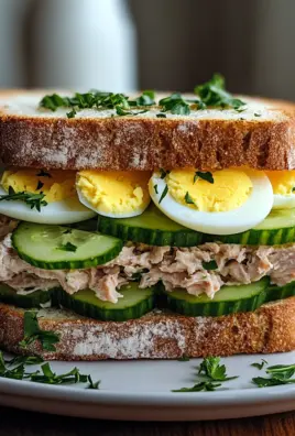 Thunfisch Sandwich mit Ei und Gurke