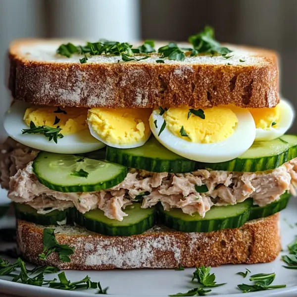 Thunfisch Sandwich mit Ei und Gurke