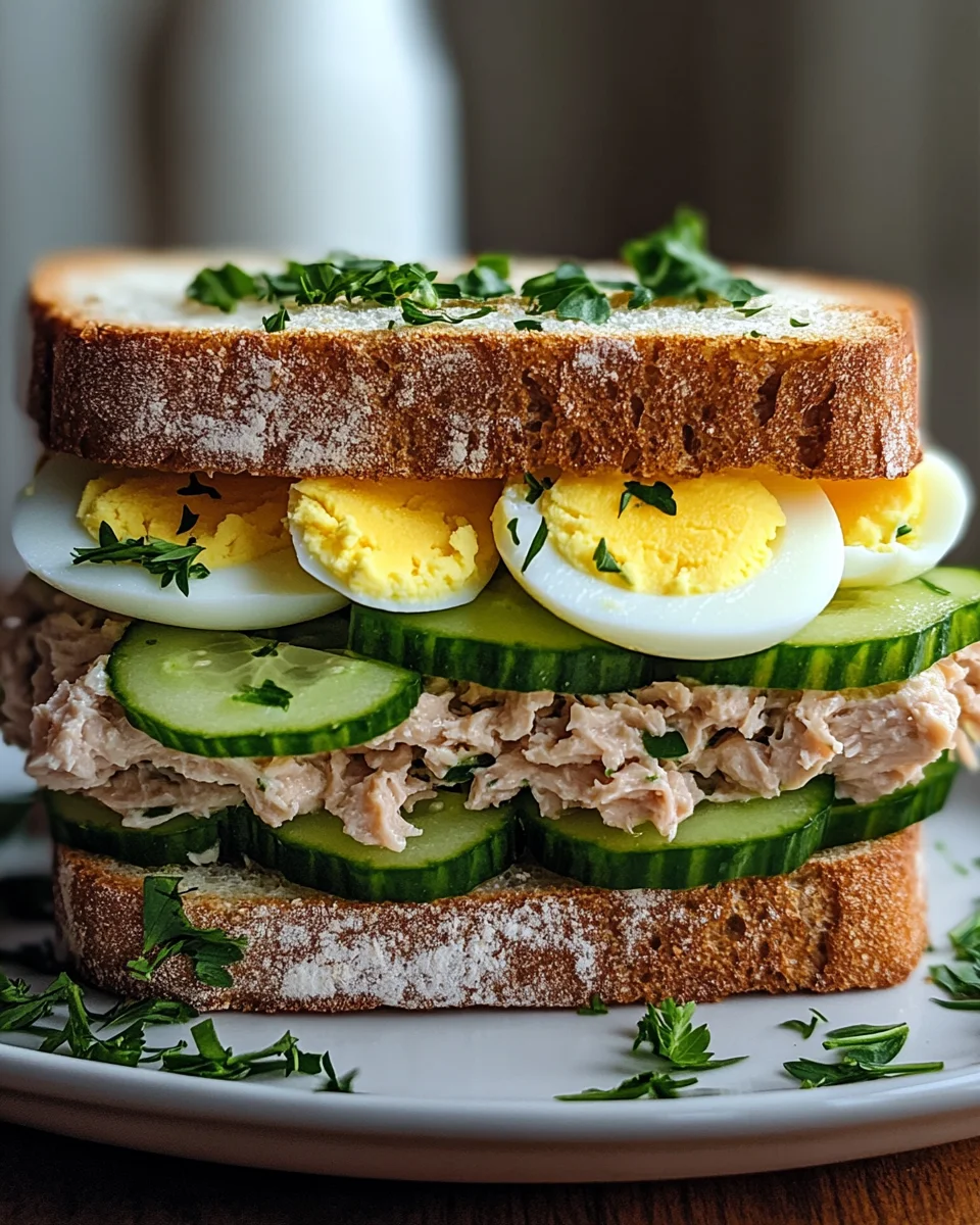 Thunfisch Sandwich mit Ei und Gurke