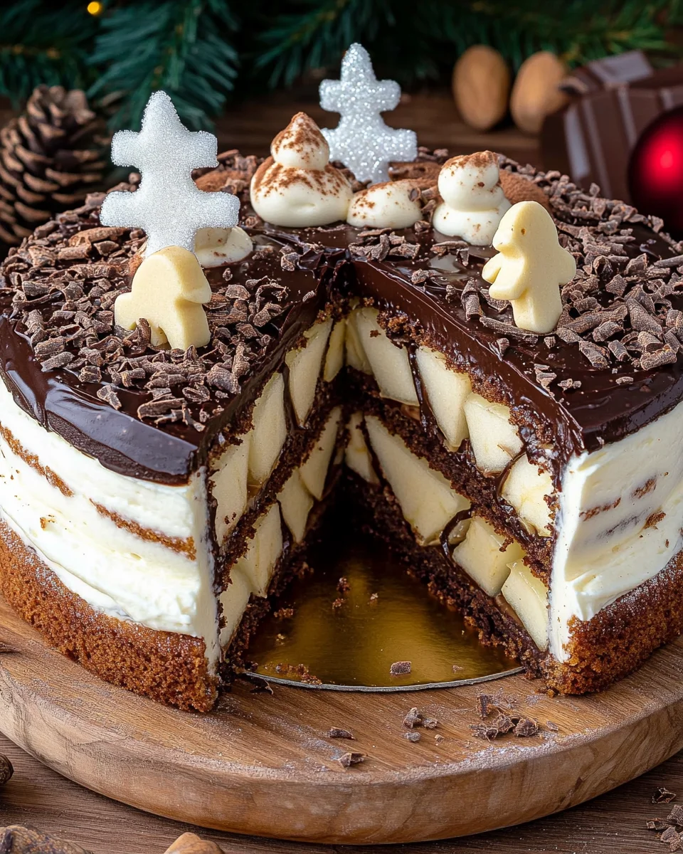 Weihnachtstorte mit Äpfeln und Schokolade 19 Weihnachtstorte