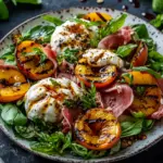 Gegrillter Nektarinen-Burrata-Prosciutto-Salat