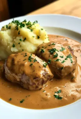 Hackbällchen in cremiger Sauce mit Kartoffelpüree