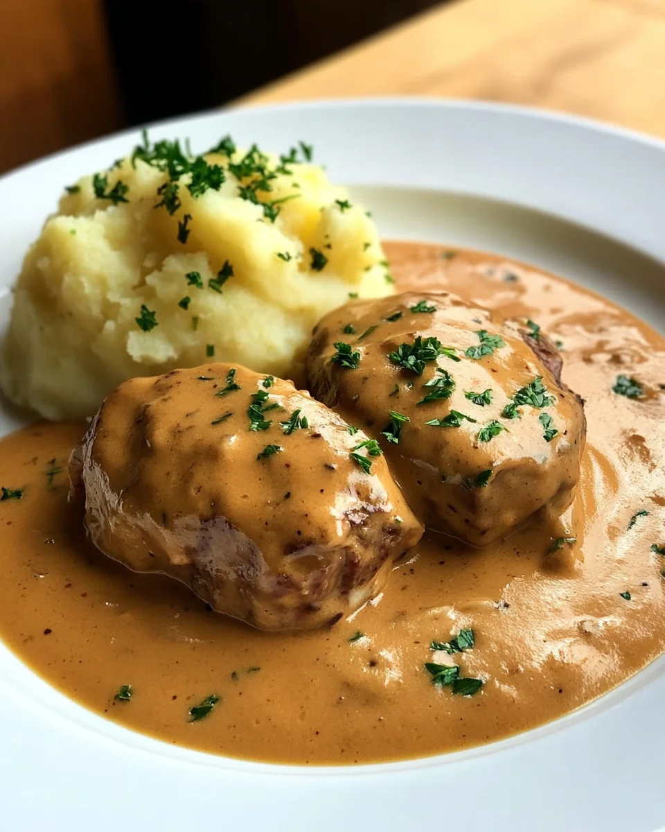 Hackbällchen in cremiger Sauce mit Kartoffelpüree