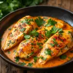 H&auml;hnchenfilets mit einer Ajvar-Schmandsauce
