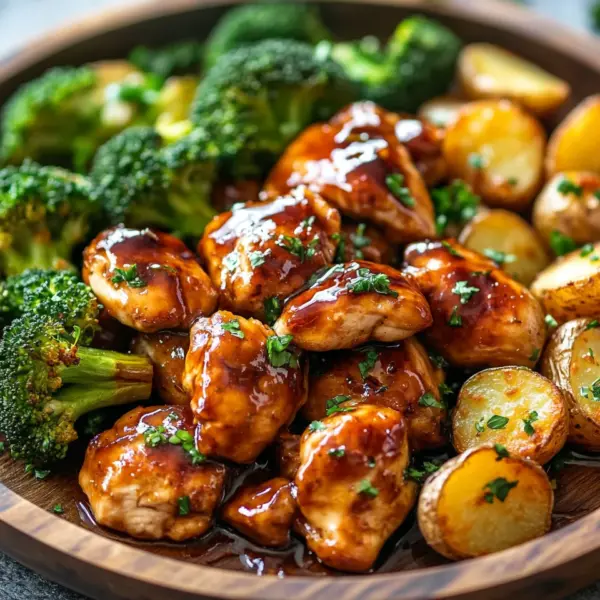 Honey-Garlic Chicken with Broccoli and Potatoes