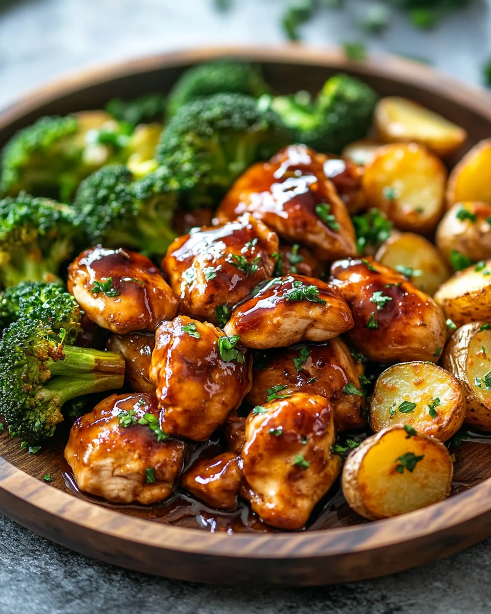 Honey-Garlic Chicken with Broccoli and Potatoes