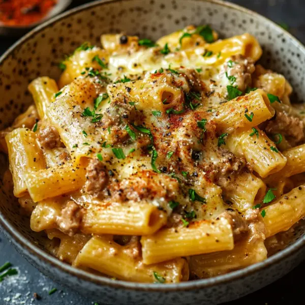 Käse-Lauch Pasta mit Hackfleisch