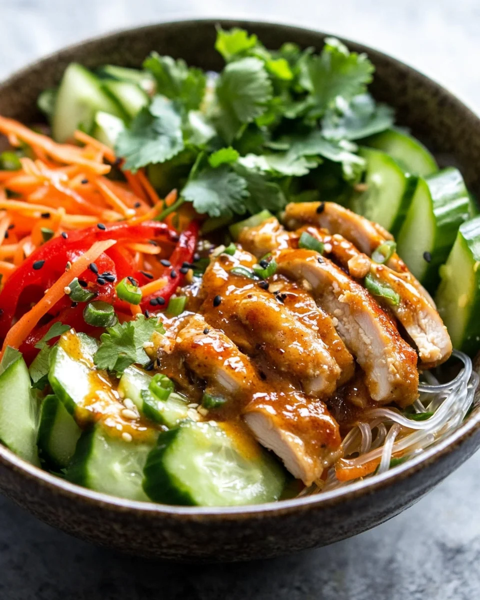 Lauwarmer Glasnudelsalat mit Erdnusshähnchen 26 Lauwarmer