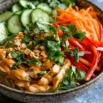 Lauwarmer Glasnudelsalat mit Erdnussh&auml;hnchen