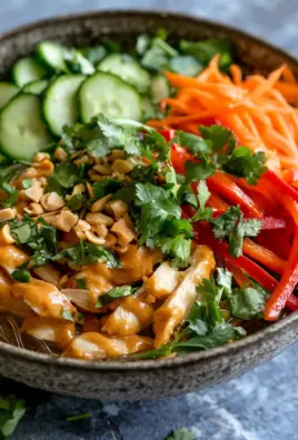 Lauwarmer Glasnudelsalat mit Erdnusshähnchen