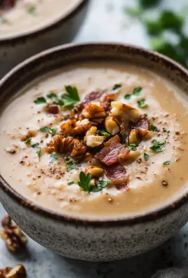 Maronensuppe mit karamellisierten Nüssen und Speck