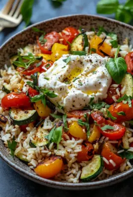 Mediterrane Reispfanne mit Burrata