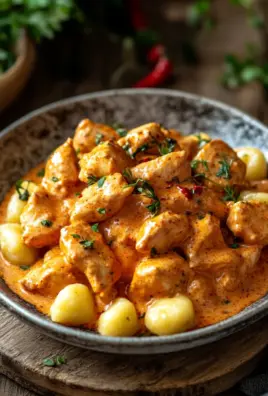 Paprika-Sahne-Hähnchen mit Gnocchi