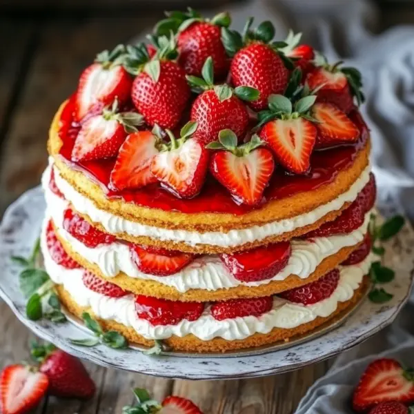 Schneller Erdbeerkuchen mit Schmand