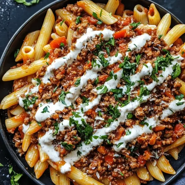 Türkische Pasta mit Hackfleisch und Joghurt-Sauce
